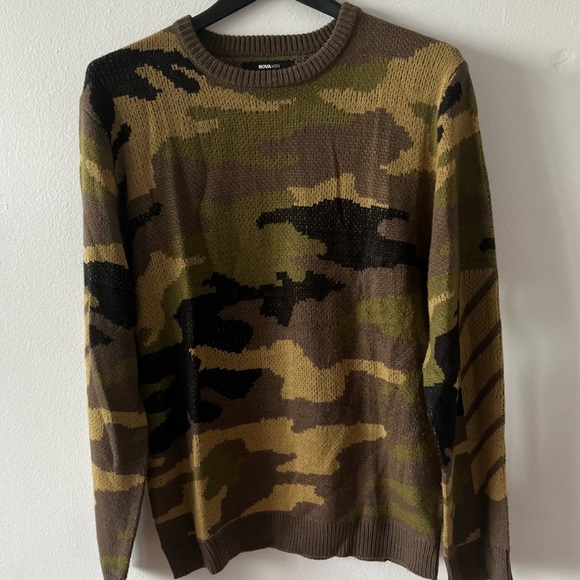 Fashion Nova Mens Camouflage Sweater a olive Size M - Picture 1 of 4